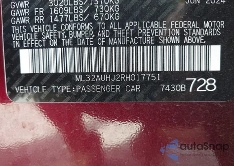 2024 Mitsubishi Mirage Es/Le from USA, damaged, VIN ML32AUHJ2RH017751